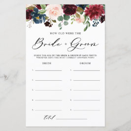 Burgundy Blommigt Hur gammal var Bride och Groom G