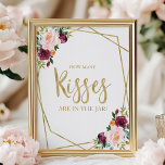 Burgundy-Blommigt Hur många kisses-tecken Poster<br><div class="desc">Den här elegant möhippa-svit har en burgundisk och bukett i ett modernt guld-geometriskt ram. I den här svit ingår kartor, skyltar och personlig party som servetter. Om du behöver hjälp med personanpassning, inklusive färg eller ändringar av ordalydelsen, eller om du upptäcker att något saknas, tveka inte att kontakta oss. OBS!...</div>