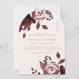Burgundy Blommigt Kor Christian Mor Blessing Inbjudningar