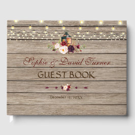 Burgundy Blommigt Lantern String Ljus Bröllop Gästböcker