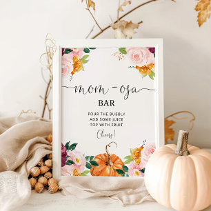 Burgundy blommigt liten pumpa Mamma-osa pub Poster
