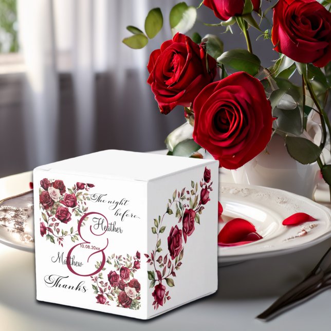 Burgundy Blommigt Modern "Nattdagen före" Bröllop Presentaskar (Skapare uppladdad)