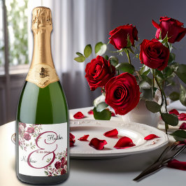 Burgundy Blommigt Modern Script Bröllop