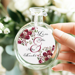 Burgundy Blommigt Modern Script Bröllop Gåvor Etiketter