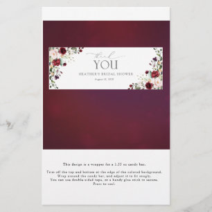 Burgundy Blommigt Möhippa Candy Pub Wrapper