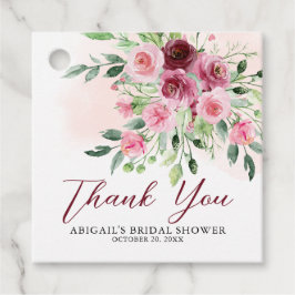 Burgundy Blommigt Möhippa Gåvor Etiketter