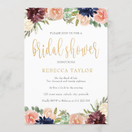 Burgundy Blommigt Möhippa Inbjudningar