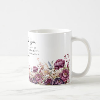 Burgundy Blommigt Mor i Groom Mugg