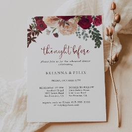 Burgundy Blommigt Natt före repetitionsmiddag Inbjudningar
