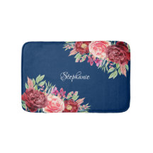 Burgundy Blommigt Navy Blue