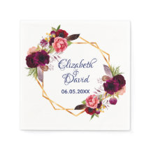 Burgundy blommigt navy blue boho bröllop