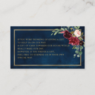 Burgundy Blommigt Navy Bröllop Wishing well Tilläggskort