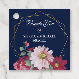 Burgundy Blommigt Navy Guld Geometric Bröllop Gåvor Etiketter