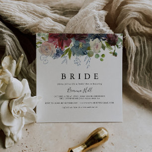 Burgundy Blommigt och Greenery Bride Möhippa Inbjudningar