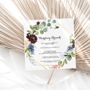 Burgundy Blommigt och Greenery Bröllop Brunch Inbjudningar