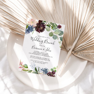 Burgundy Blommigt och Greenery Bröllop Brunch Inbjudningar