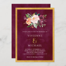 Burgundy  | Blommigt och Guld Bröllop