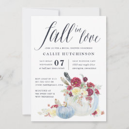 Burgundy-Blommigt och höstpumpa Möhippa Inbjudningar