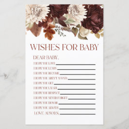 Burgundy Blommigt Önskemål för babyvisningsspel