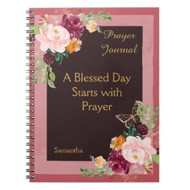 Burgundy Blommigt Personlig Prayer Journal Anteckningsbok