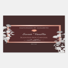 Burgundy Blommigt Product Packements Labels Flower Rektangulärt Klistermärke