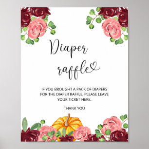 Burgundy-blommigt-pumpralm-raffel Poster