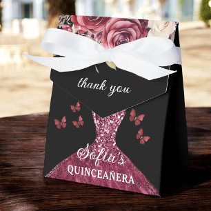Burgundy Blommigt Quinceañera Butterflies Presentaskar
