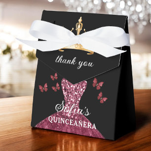 Burgundy Blommigt Quinceañera Butterflies Presentaskar