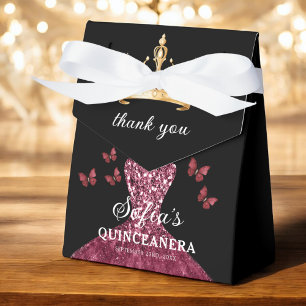 Burgundy Blommigt Quinceañera Butterflies Presentaskar