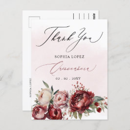 Burgundy Blommigt Quinceañera Tack Vykort