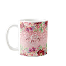 Burgundy Blommigt Ro Guld Glitter Personlig