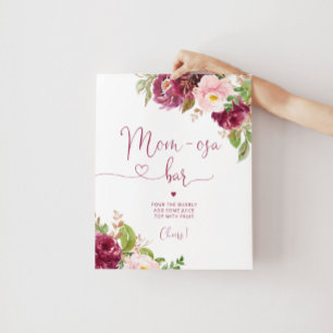 Burgundy blommigt rosa faller Mamma-osa pub Poster