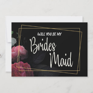 Burgundy Blommigt Rustic Bridesmaid Inbjudningar