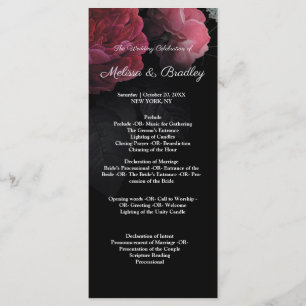 Burgundy Blommigt Rustic-programkort Program