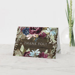 Burgundy Blommigt Rustic Twinkle Ljus Tack Kort