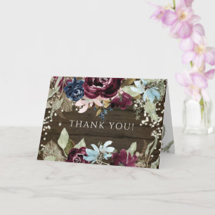 Burgundy Blommigt Rustic Twinkle Ljus Tack Kort