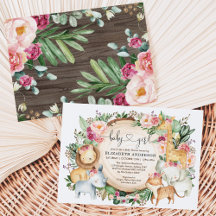 Burgundy  Blommigt Safari Jungle Baby Shower