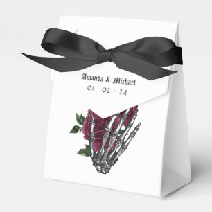 Burgundy Blommigt Skeleton Gothic Bröllop Presentaskar