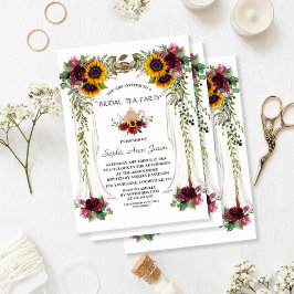 Burgundy Blommigt Solros Canopy Möhippa Tea Party Inbjudningar