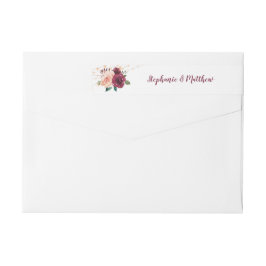 Burgundy Blommigt String Ljus Bröllop Etikettband