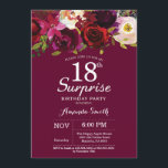 Burgundy Blommigt Surprise 18:e Födelsedagsfesten Inbjudningar<br><div class="desc">Burgundy Blommigt Surprise 18 Födelsedagsfest inbjudan för kvinnor. Burgundy Red Födelsedagsfest Inbjudan. Burgundy Watercolor Blommigt Flower. 13:e 15:e 16:e 18:e 20:e 30:e 40:e 60:e 70:e 80:e 90:e 100:e. Om du vill göra ytterligare anpassningar klickar du på knappen "Anpassa" och användor verktyg som är utformat för att ändra mallen.</div>