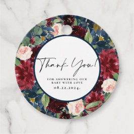 Burgundy Blommigt Tack Baby Shower Gift-Märkre Gåvor Etiketter