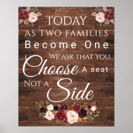 Burgundy-Blommigt Välj ett säte Poster