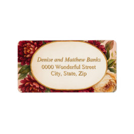 Burgundy Blommigt Watercolor Bröllop Adressetikett