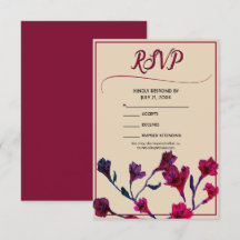 Burgundy Blommigt Watercolor Bröllop