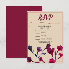 Burgundy Blommigt Watercolor Bröllop OSA Kort
