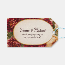 Burgundy Blommigt Watercolor Bröllop Presentetikett