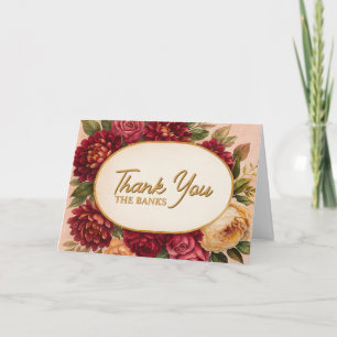 Burgundy Blommigt Watercolor Bröllop Tack Kort