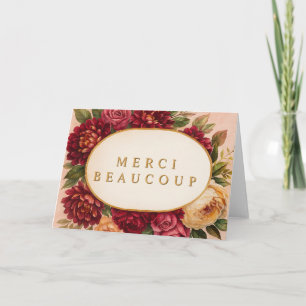  Burgundy Blommigt Watercolor Bröllop Tack Kort