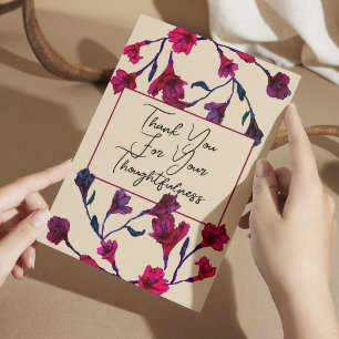 Burgundy Blommigt Watercolor Bröllop Tack Kort